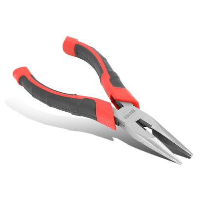 HERRAMIENTAS DNA LOGO - 1PC - 6-1/2" NEEDLE NOSE PLIER - 1/2" JAW OPENING - BLACK / RED RUBBER GRIP