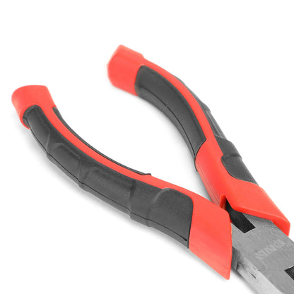 HERRAMIENTAS DNA LOGO - 1PC - 6-1/2" NEEDLE NOSE PLIER - 1/2" JAW OPENING - BLACK / RED RUBBER GRIP