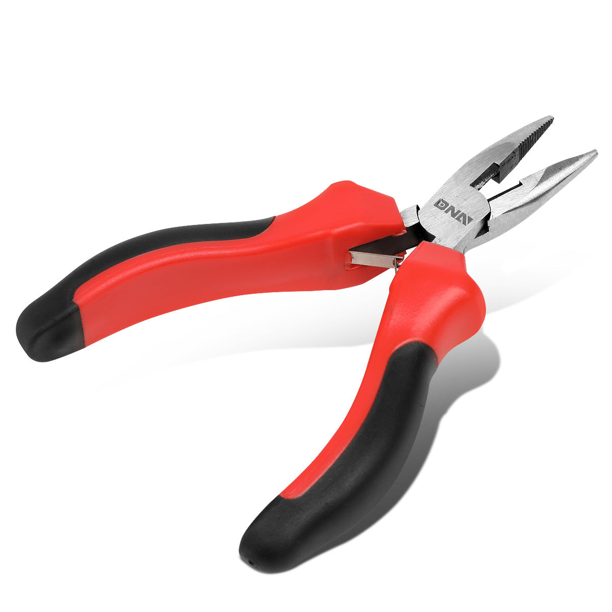 HERRAMIENTAS DNA LOGO - 1PC - 4-3/4" NEEDLE NOSE PLIER - 1/2" JAW OPENING - BLACK / RED RUBBER GRIP