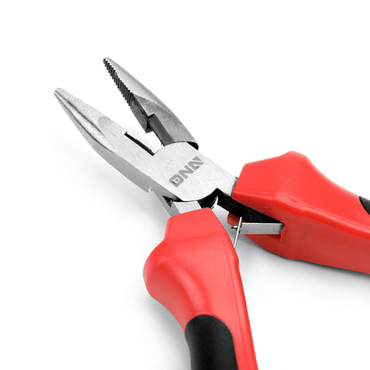 HERRAMIENTAS DNA LOGO - 1PC - 4-3/4" NEEDLE NOSE PLIER - 1/2" JAW OPENING - BLACK / RED RUBBER GRIP