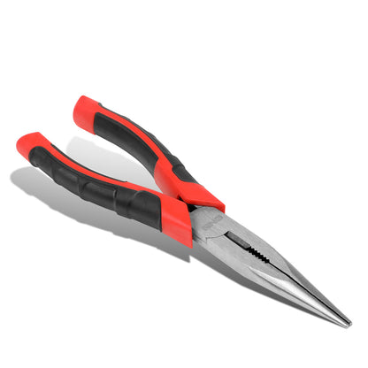 HERRAMIENTAS DNA LOGO - 1PC - 8" LONG NOSE PLIER - 2" JAW OPENING - BLACK / RED RUBBER GRIP
