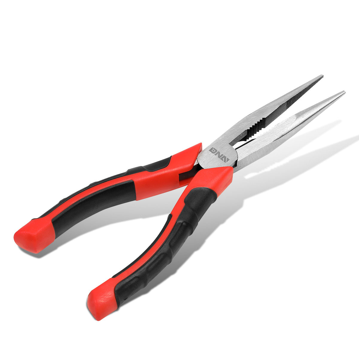 HERRAMIENTAS DNA LOGO - 1PC - 8" LONG NOSE PLIER - 2" JAW OPENING - BLACK / RED RUBBER GRIP