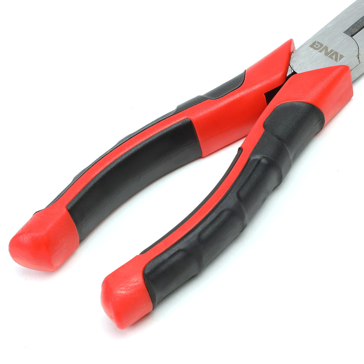 HERRAMIENTAS DNA LOGO - 1PC - 8" LONG NOSE PLIER - 2" JAW OPENING - BLACK / RED RUBBER GRIP
