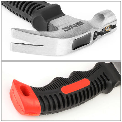 HERRAMIENTAS DNA LOGO - 8OZ HAMMER HEAD - 8" MULTI-PURPOSE PRY BAR - W/ HAMMER HOLSTER - BLACK / RED RUBBER GRIP