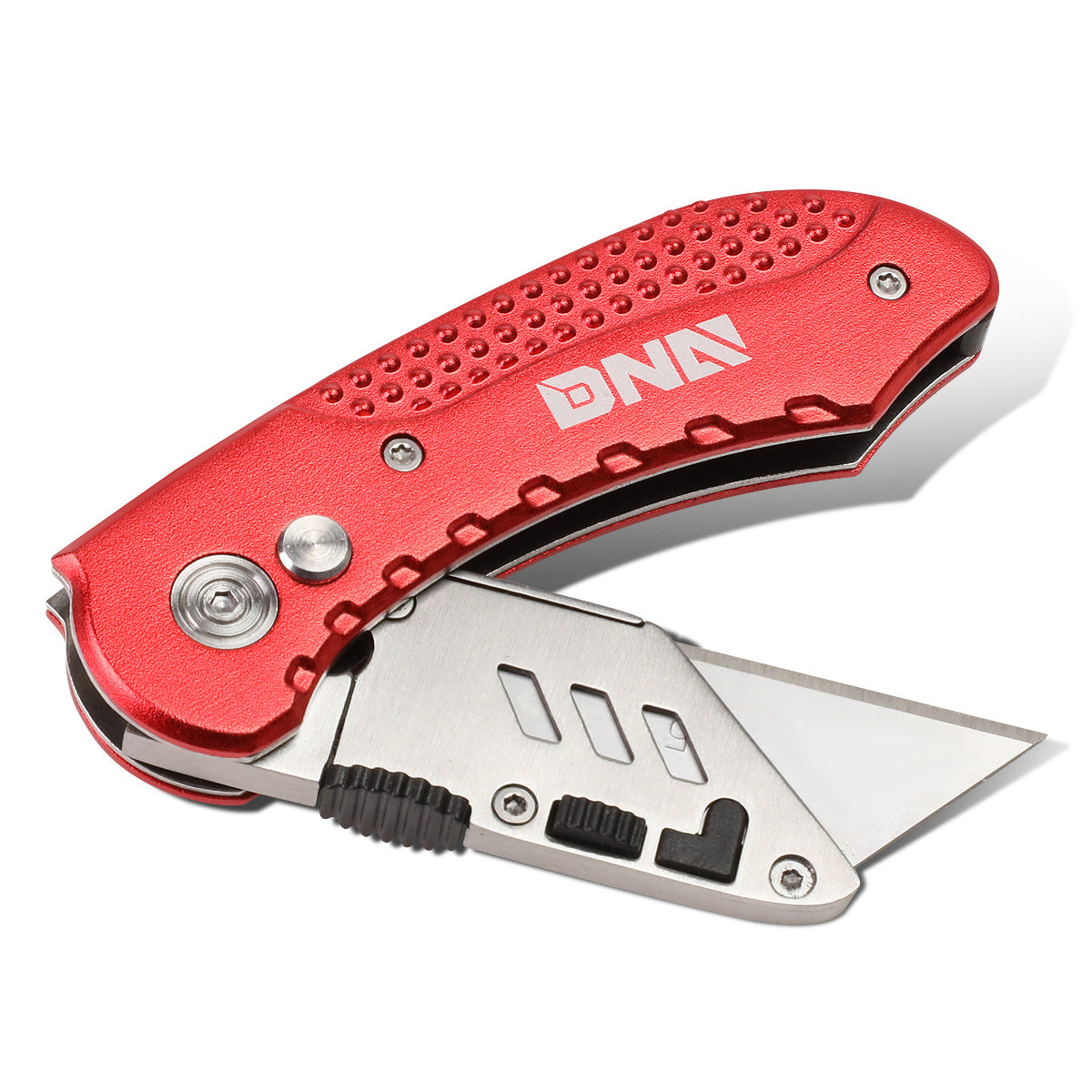 HERRAMIENTAS DNA LOGO - FOLDABLE - STEEL FRAME - W/ 10 SPARE BLADES - RED