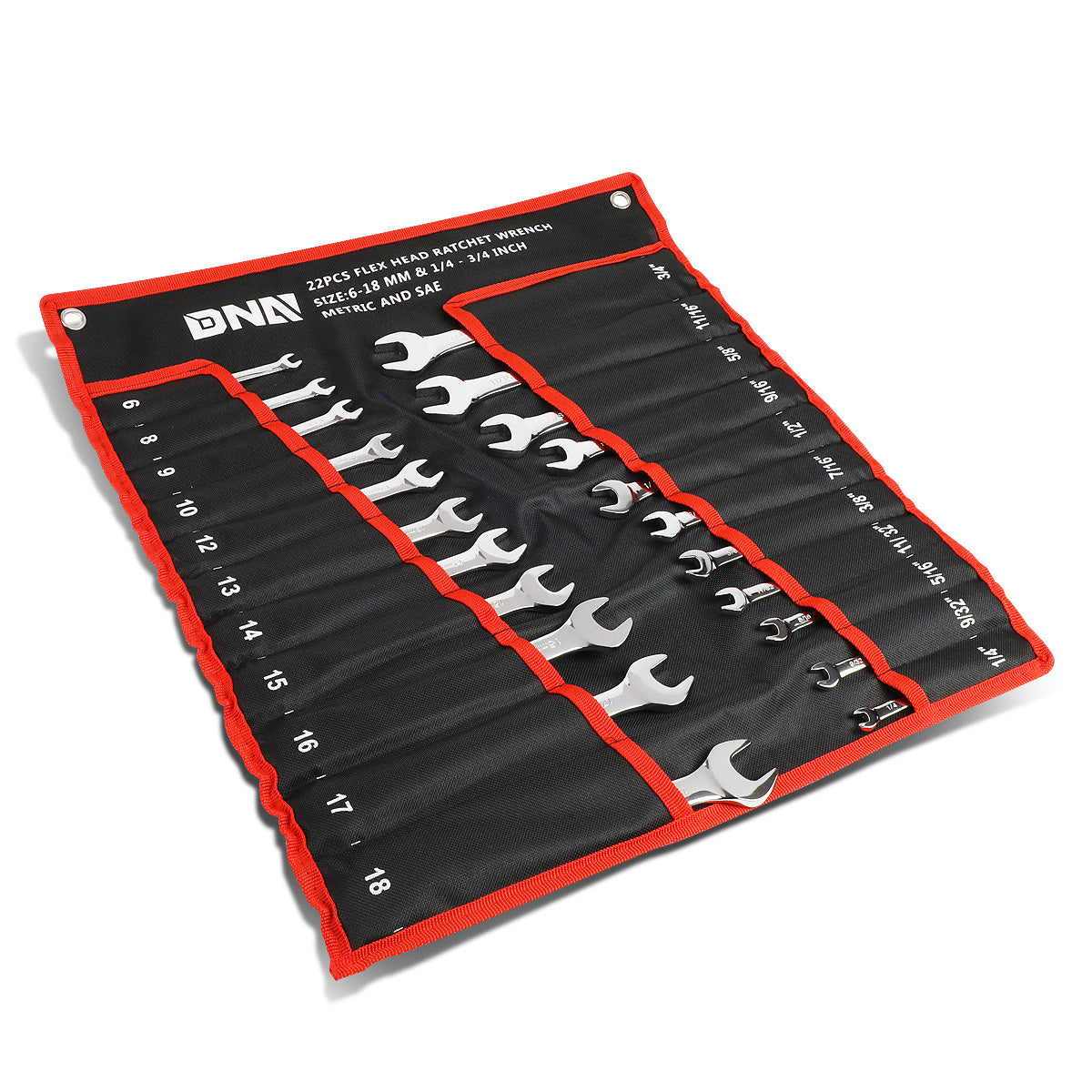 HERRAMIENTAS DNA LOGO - 22PCS - W/ FOLDABLE HANGABLE POUCH - BLACK / RED