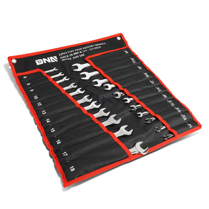 HERRAMIENTAS DNA LOGO - 22PCS - W/ FOLDABLE HANGABLE POUCH - BLACK / RED