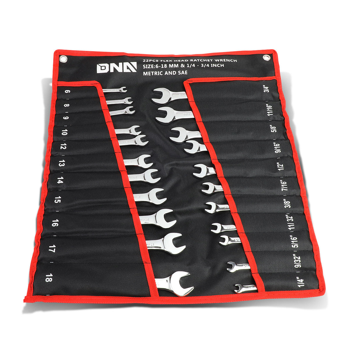 HERRAMIENTAS DNA LOGO - 22PCS - W/ FOLDABLE HANGABLE POUCH - BLACK / RED
