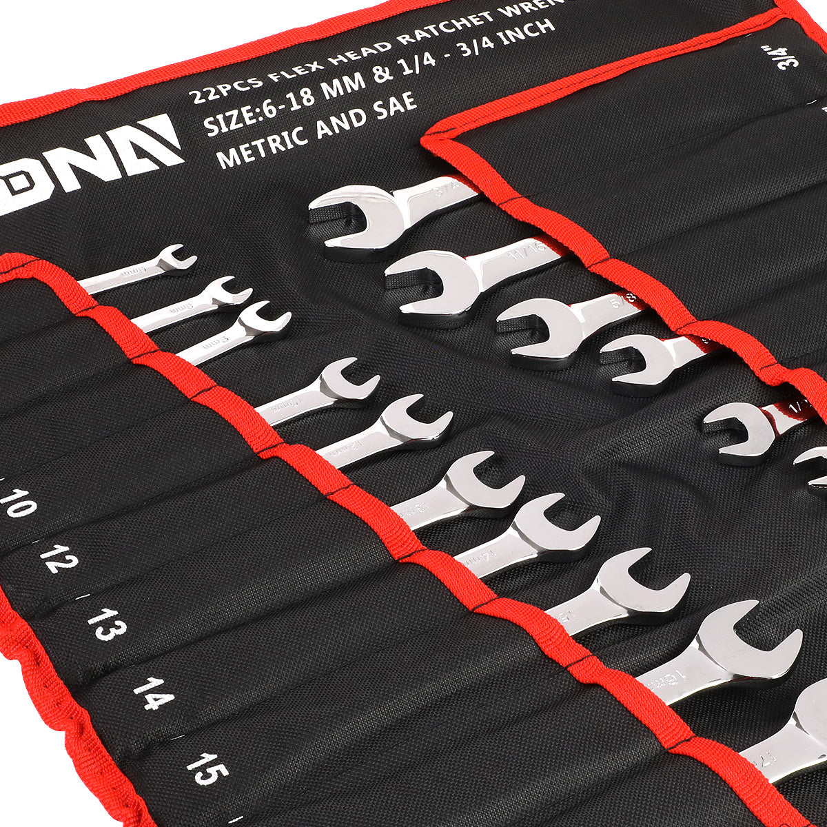 HERRAMIENTAS DNA LOGO - 22PCS - W/ FOLDABLE HANGABLE POUCH - BLACK / RED