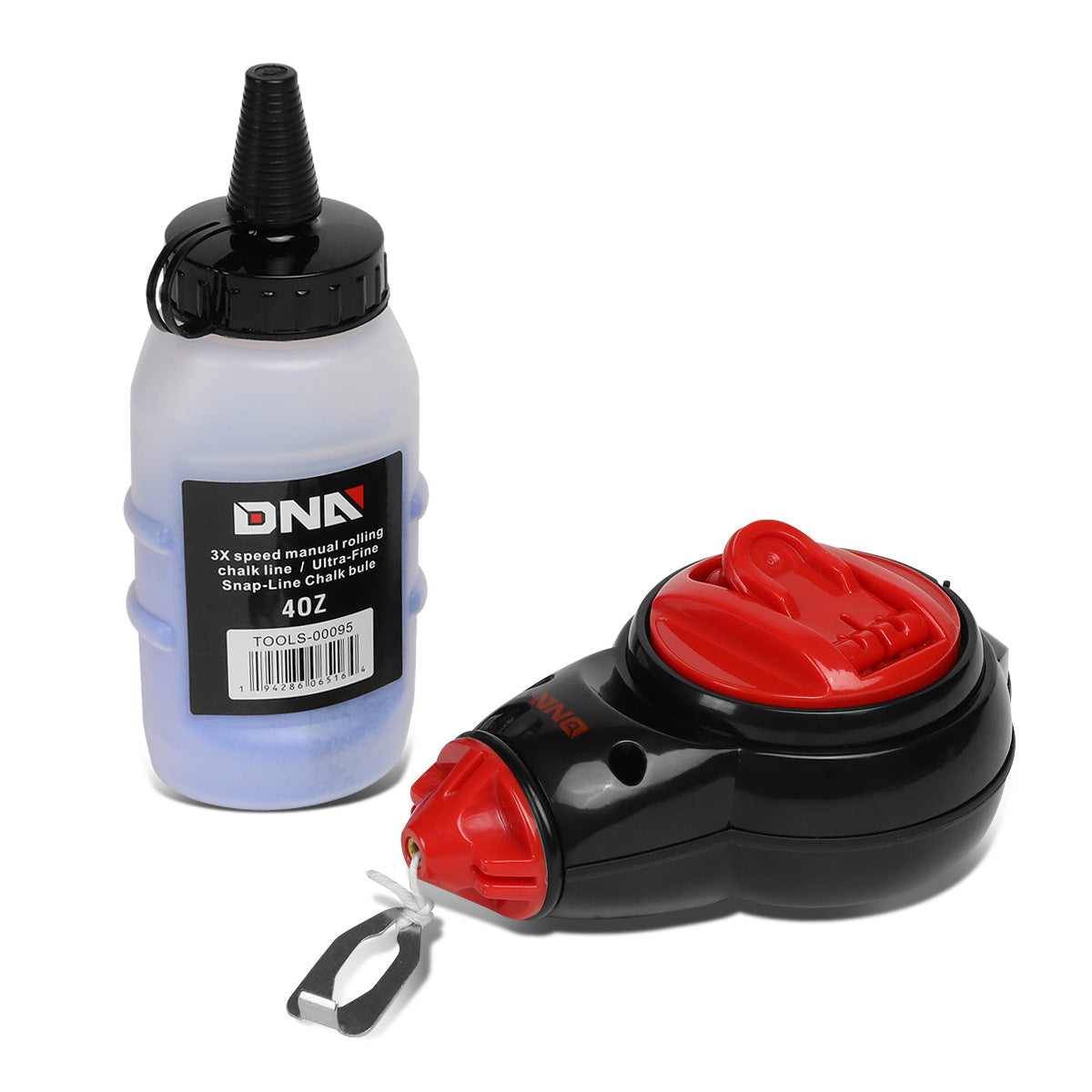 HERRAMIENTAS DNA LOGO - 100FT - 4OZ BOTTLE - BLUE CHALK - BLACK / RED