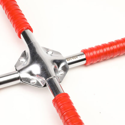 HERRAMIENTAS WAY CROSS LUG WRENCH - DNA LOGO - FITS 7/8", 11/16", 13/16", 3/4" LUG NUT SIZES - CHROME VANADIUM STEEL - 16" - RED / SILVER