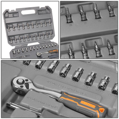 HERRAMIENTAS 42PCS - METALLIC / GRAY / ORANGE - CHROME VANADIUM STEEL / ABS PLASTIC / RUBBER