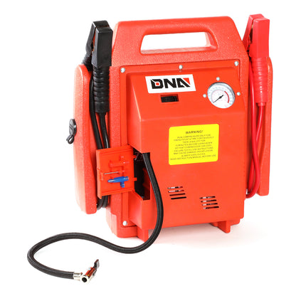 HERRAMIENTAS DNA LOGO - RECHARGEABLE - 12V - 300PSI AIR COMPRESSOR - W/ BUILT IN LIGHT - RED