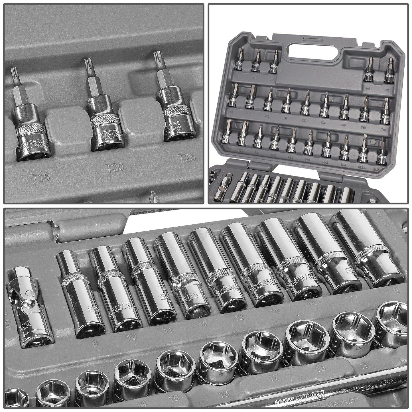 HERRAMIENTAS 58PCS - METALLIC / GRAY / ORANGE - CHROME VANADIUM STEEL / ABS PLASTIC / RUBBER