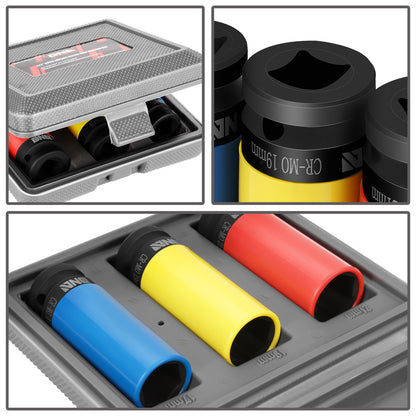 HERRAMIENTAS 3PC SOCKET DEEP IMPACT COLOR 1/2" DR
