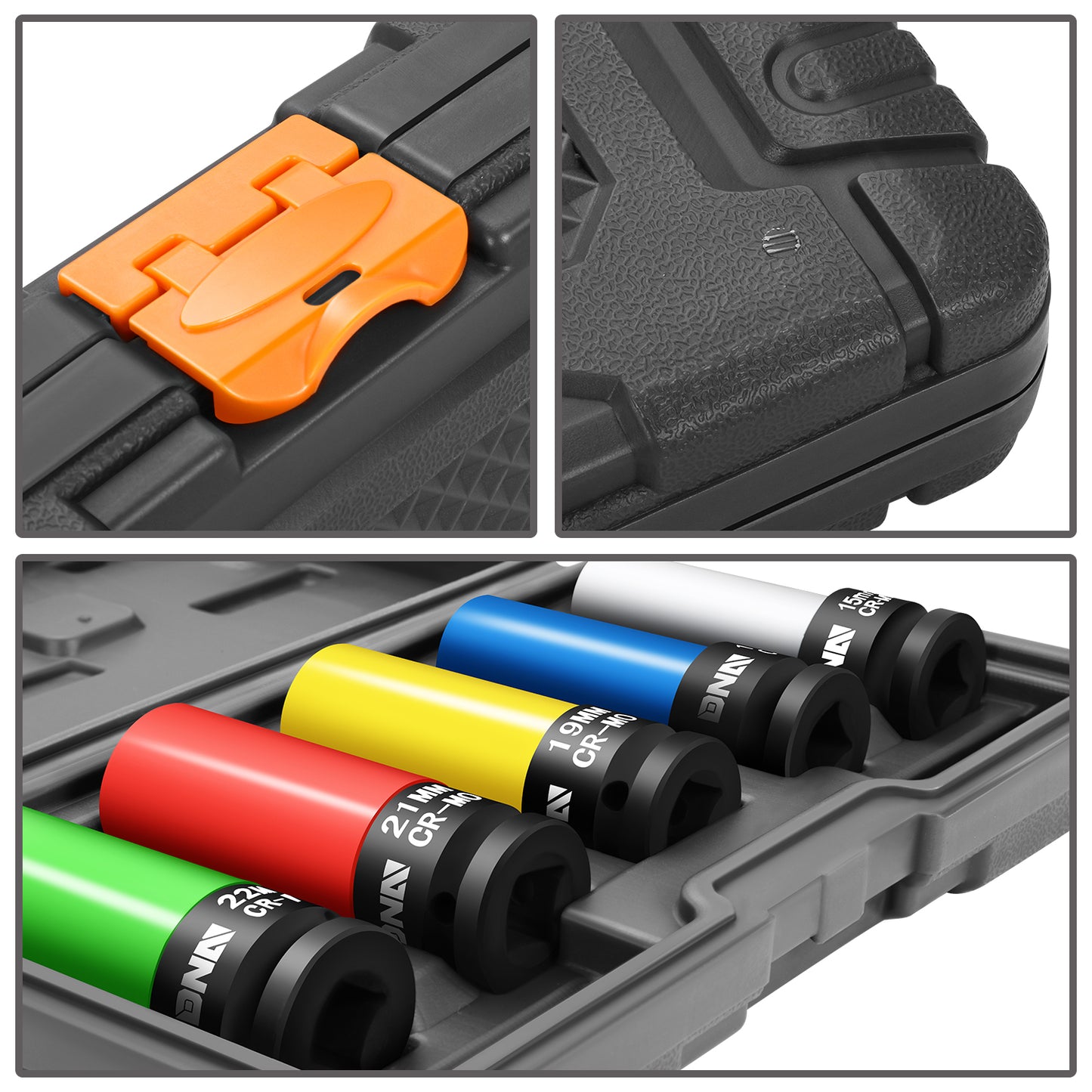 HERRAMIENTAS 5PC - SOCKET EXTENDED - DEEP IMPACT COLOR - 1/2" DR