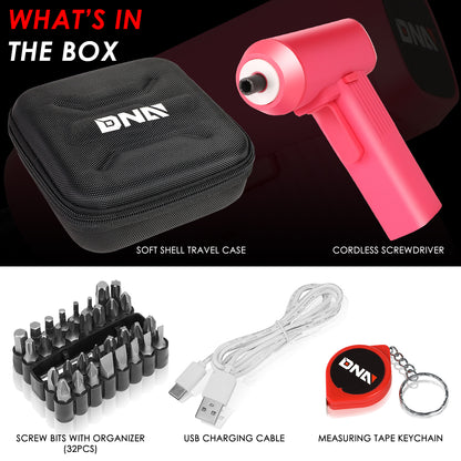 HERRAMIENTAS 200 RPM - 4NM MAX TORQUE - 32PCS BITS - LED LIGHT - PINK