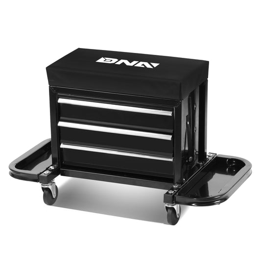 HERRAMIENTAS 3 DRAWER ROLLING MECHANICS SEAT - BLACK
