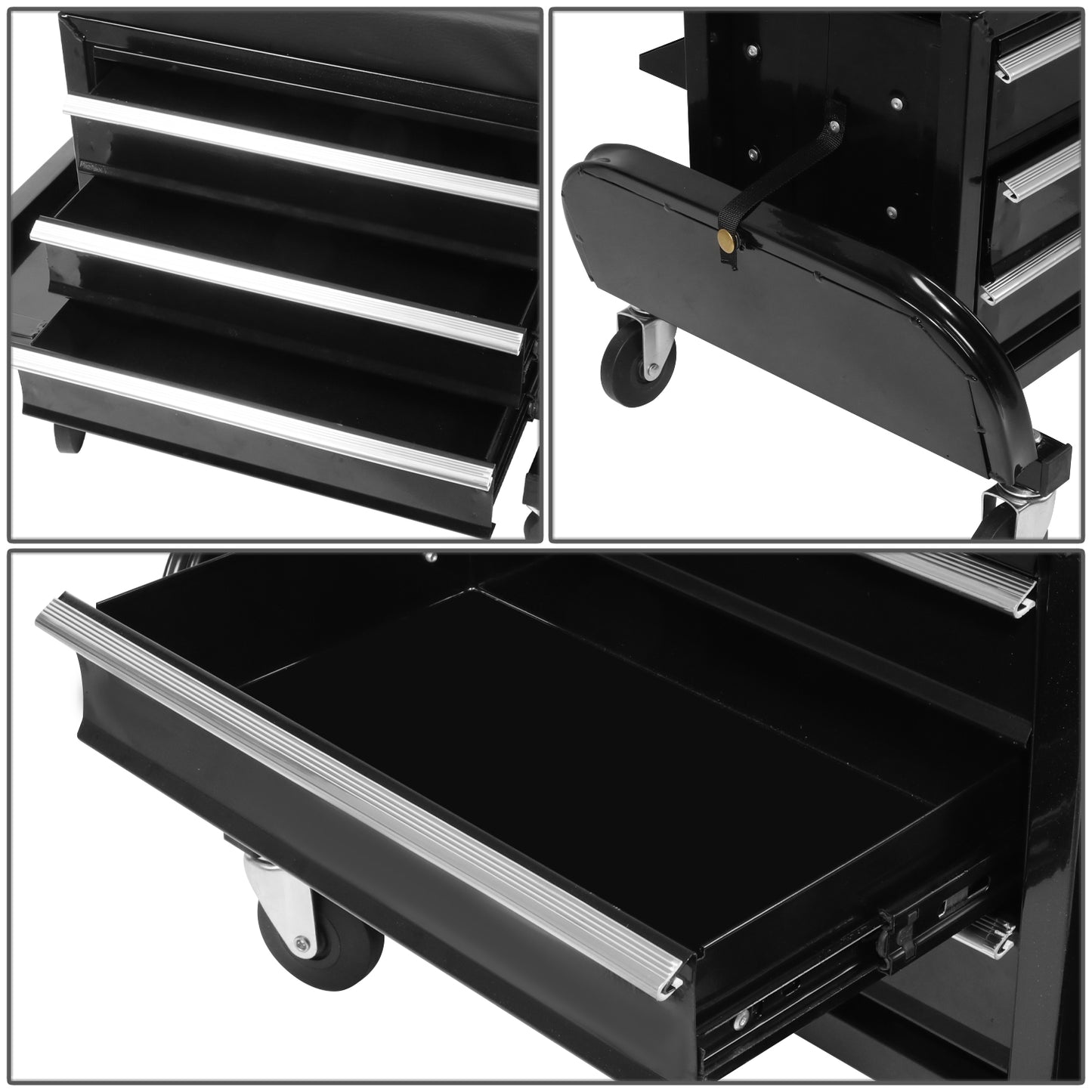 HERRAMIENTAS 3 DRAWER ROLLING MECHANICS SEAT - BLACK