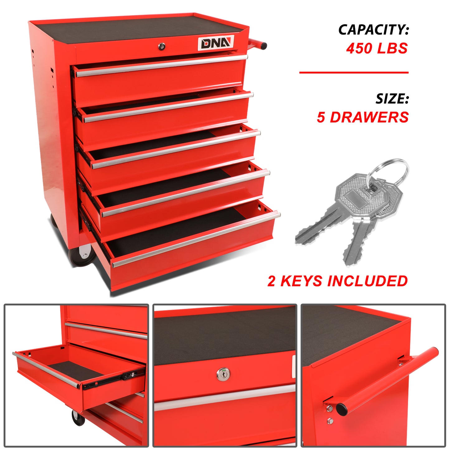 HERRAMIENTAS 5 DRAWERS - PLASTIC - TOP ROLLER CABINET
