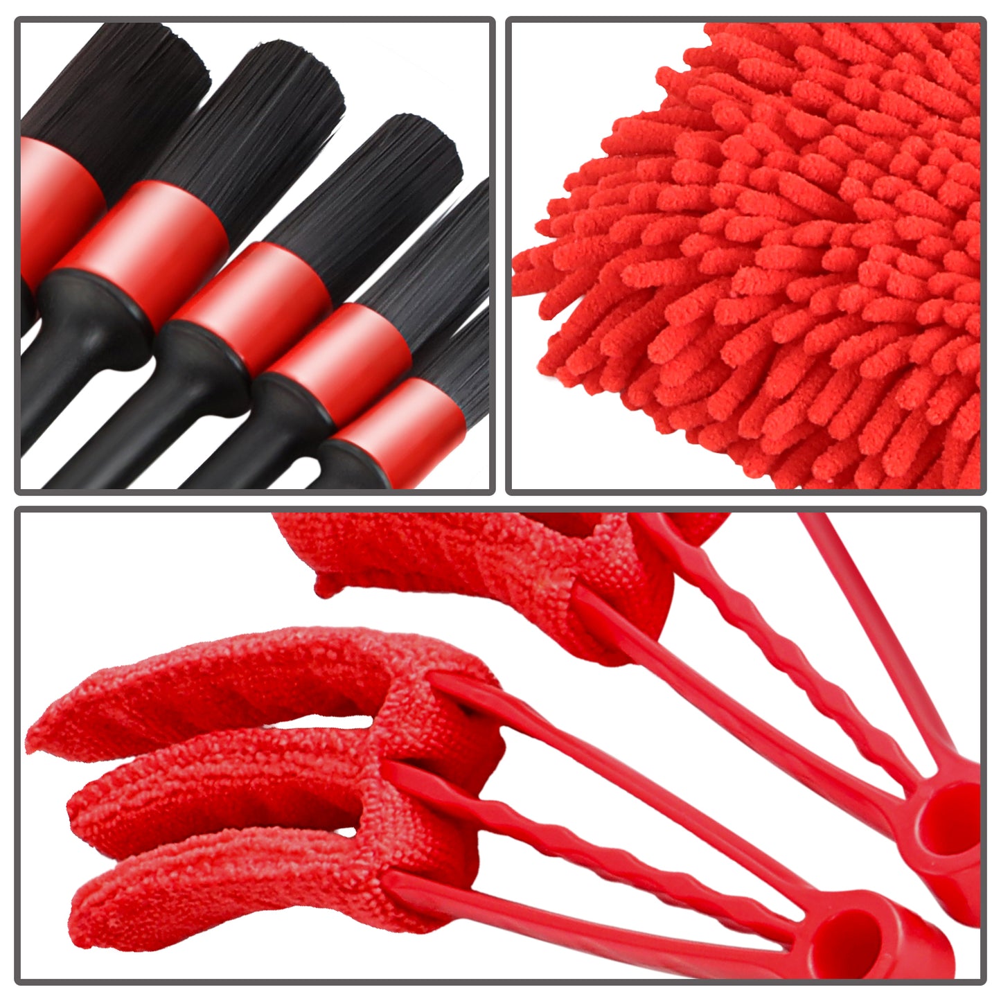 HERRAMIENTAS 19PCS - CAR BRUSH SET - RED