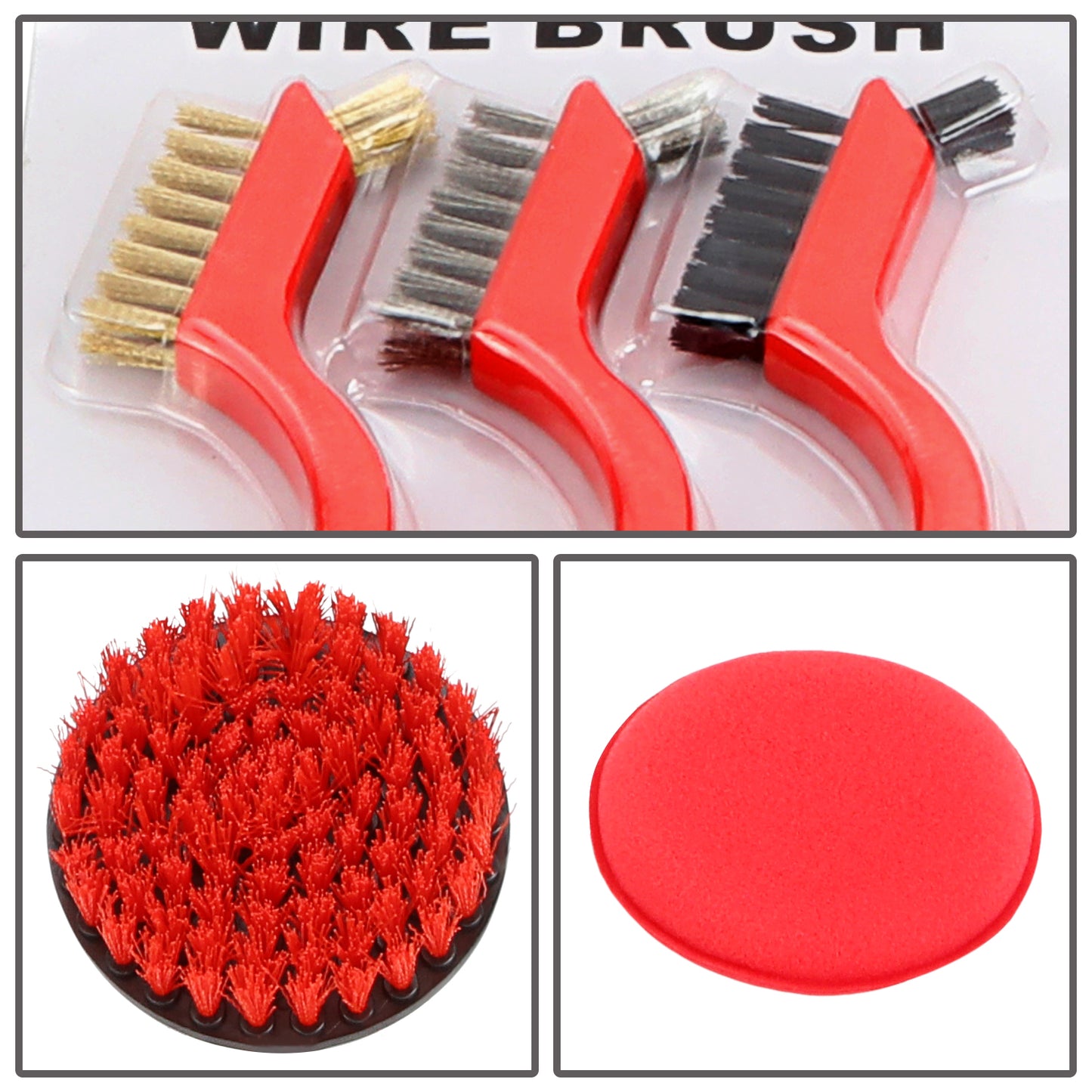 HERRAMIENTAS 19PCS - CAR BRUSH SET - RED