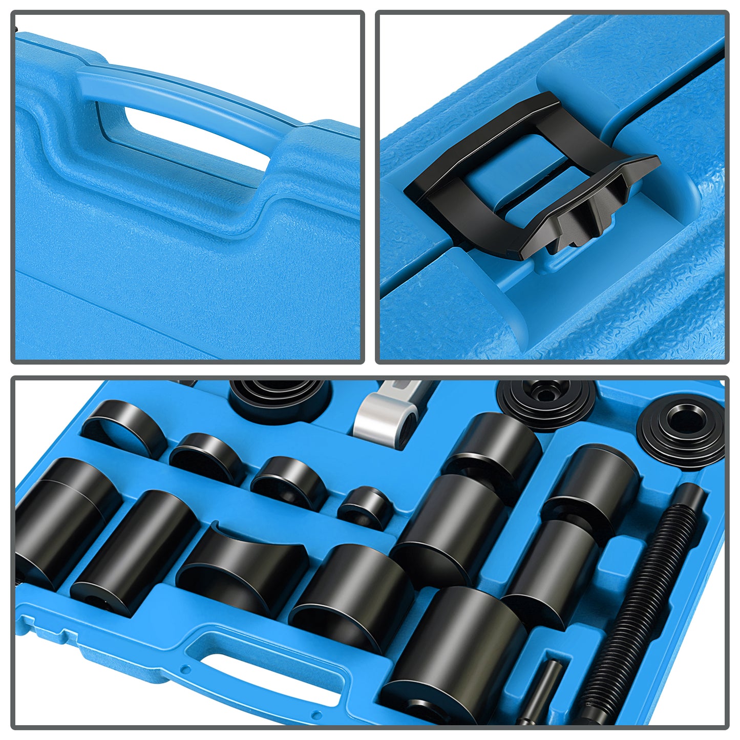 HERRAMIENTAS BALL JOINT SEPARATOR - 21PCS - 4*4 MASTER ADAPTOR REMOVAL SERVICE KIT COLOR BLUE - FORD DODGE 2-AND 4-WHEEL DRIVE PICKUPS - VANS AND SUVS FROM 1997 TO PRESENT