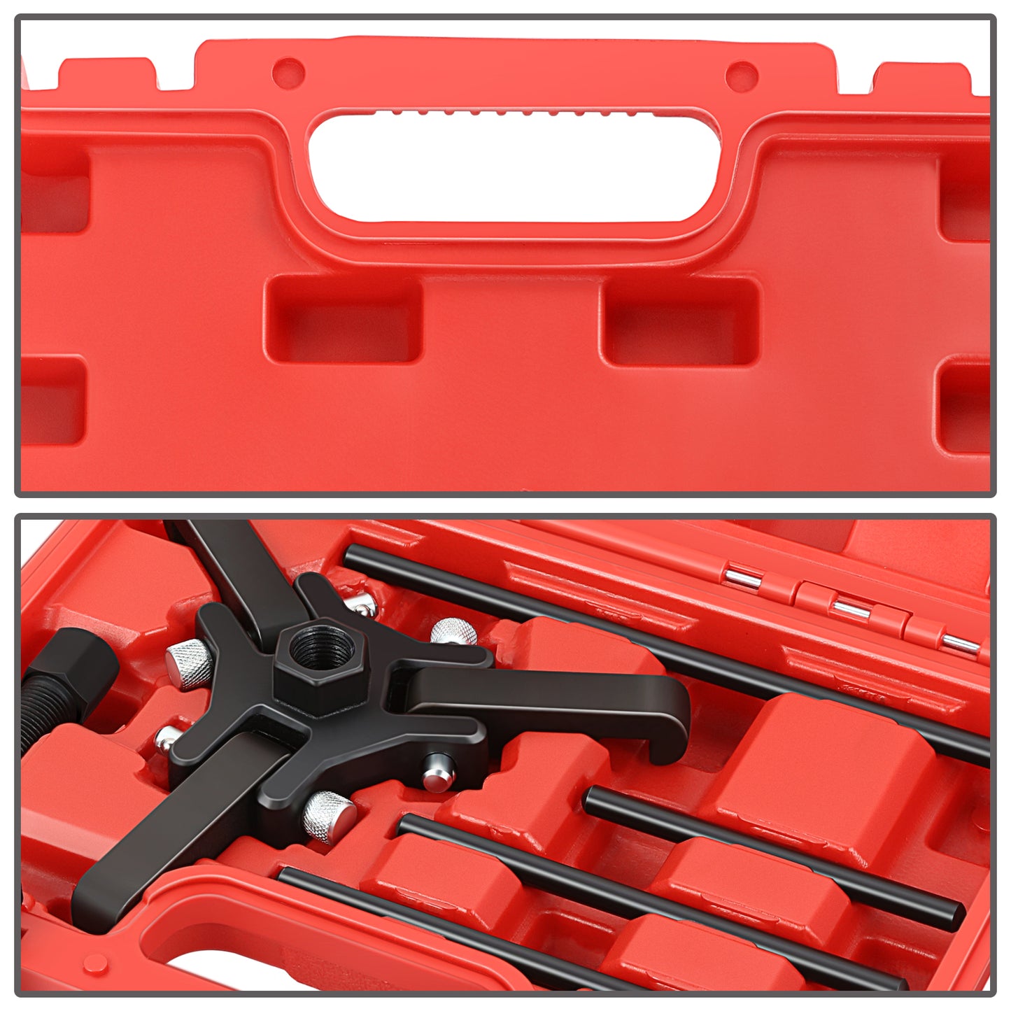 HERRAMIENTAS UNIVERSAL GM CHRYSLER MITSUBISHI HARMONIC DAMPER PULLEY AND PULLER KIT - RED - CHRYSLER GM MITSUBISHI / CADILLAC / OLDSMOBILE - CARS SUVS VANS AND PICKUP TRUCKS