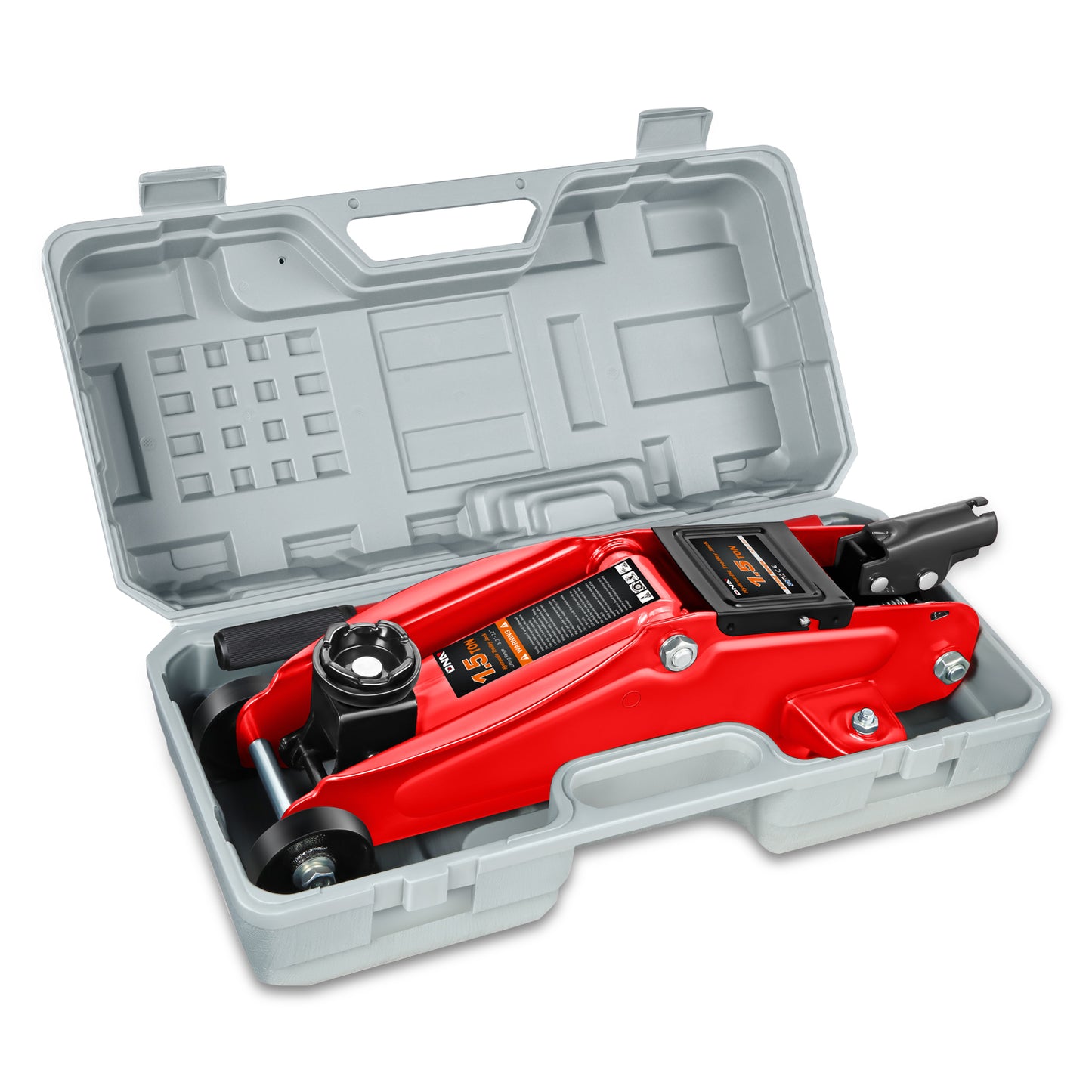 HERRAMIENTAS 1.5 TON 3000 LBS - 5.3" - 12" - RED - FOR VERTICALLIFTING JOBS ONLY, NEVER USE AS A JACK STAND TO HOLD LOAD FOR ANY PROLONGED PERIOD, CAN NOT USED WHERE SIDE OR DOWNWARD FORCE