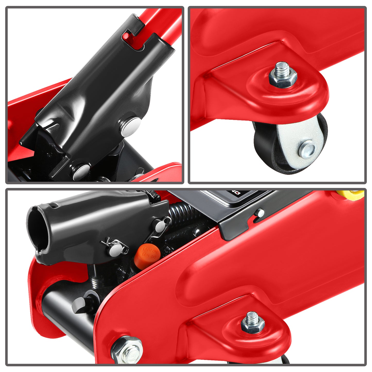 HERRAMIENTAS 1.5 TON 3000 LBS - 5.3" - 12" - RED - FOR VERTICALLIFTING JOBS ONLY, NEVER USE AS A JACK STAND TO HOLD LOAD FOR ANY PROLONGED PERIOD, CAN NOT USED WHERE SIDE OR DOWNWARD FORCE