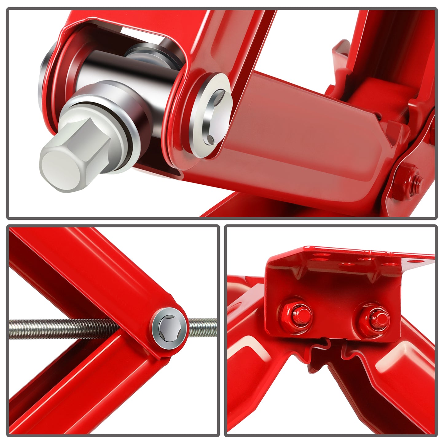 HERRAMIENTAS SCISSOR JACK KIT - 4PCS - 24" 5000LBS - RED - FOR RV STABLIZING AND LEVELING PURPOSE ONLY, NEVER USE FOR LIFTING, CHANGING TIRES OR SUPPORTING WEIGHT OF ANY VEHICLES