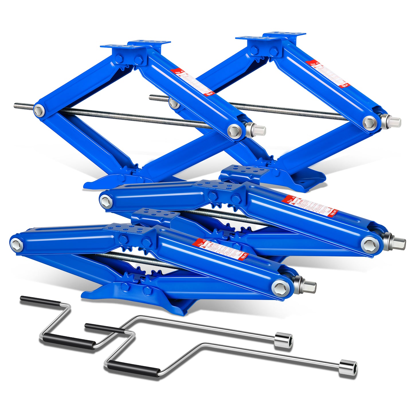HERRAMIENTAS SCISSOR JACK KIT - 4PCS - 24" 5000LBS - BLUE - FOR RV STABLIZING AND LEVELING PURPOSE ONLY, NEVER USE FOR LIFTING, CHANGING TIRES OR SUPPORTING WEIGHT OF ANY VEHICLES