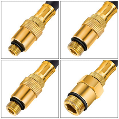 HERRAMIENTAS 1X AIR GAUGE WITH QUICK COUPLING & RELEASE VALVE / 1X HIGH-TENSION CONNECTING PIPE WITH SAFETY LOCK COUPLING / 1X CRANK SHAFT TYPE TEST PIPE WITH RUBBER PLUG / 1X TRANSVERSE AXIS TEST PIPE WITH RUBBER PLUG / 1X M10X 1.0 ADAPTER / 1X M12X 1.25