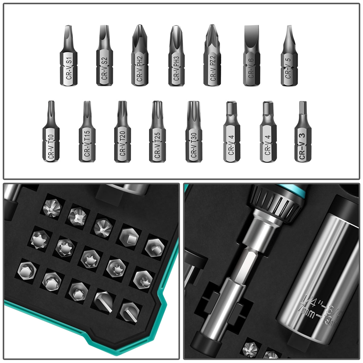 HERRAMIENTAS 19PCS - T-HANDLE SCREWDRIVER SET