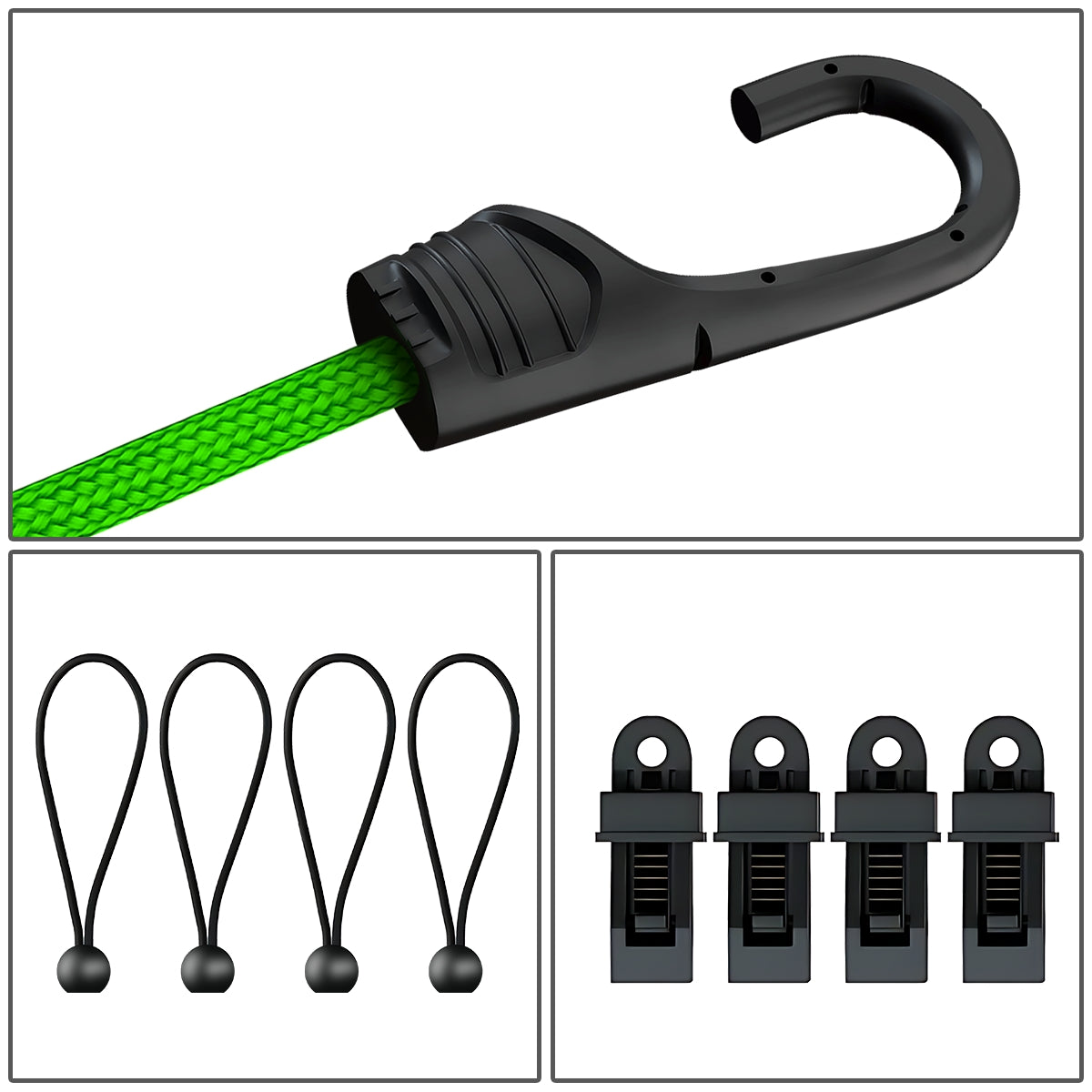 HERRAMIENTAS BUNGEE CORDS ASSORTED WITH ZIPPER BAG