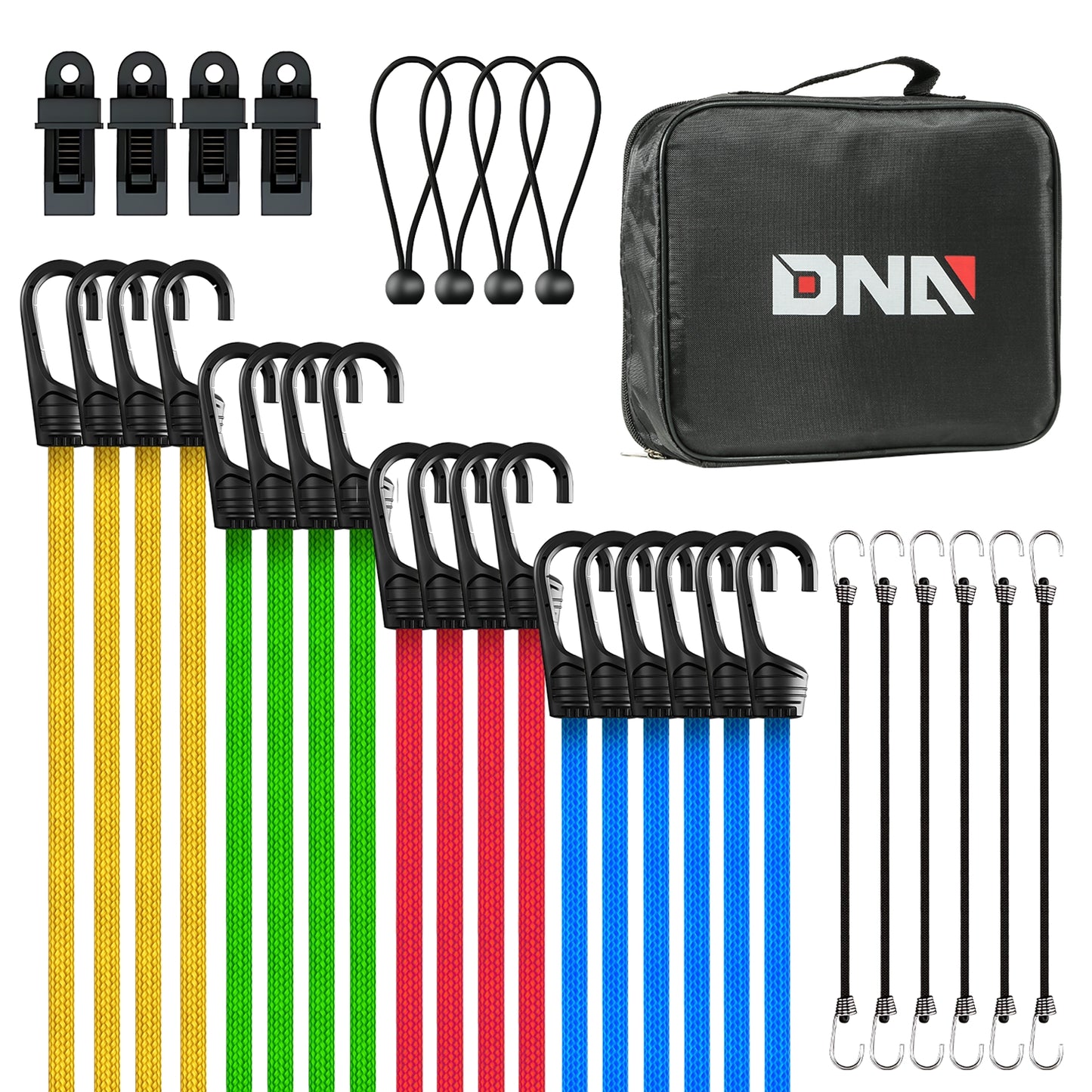 HERRAMIENTAS BUNGEE CORDS ASSORTED WITH ZIPPER BAG