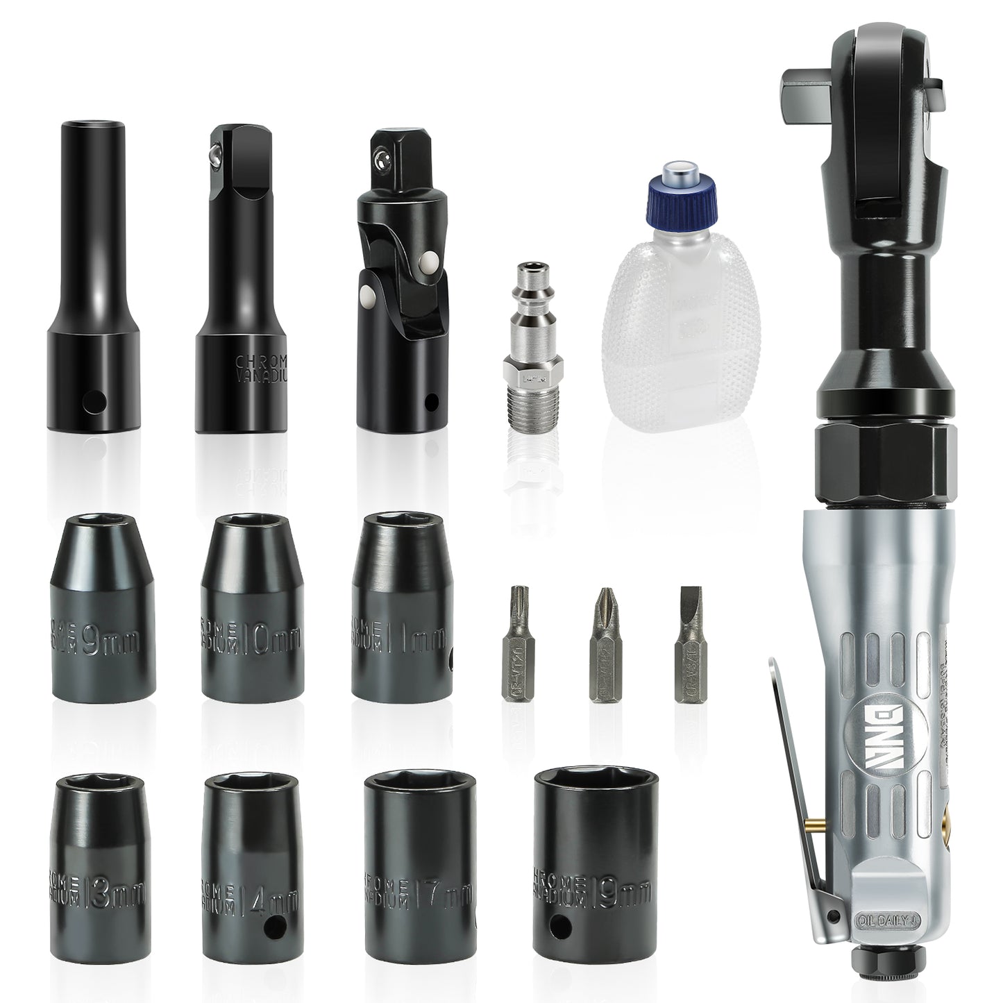 HERRAMIENTAS AIR RATCHET WRENCH KIT - 17 PC 1/2"