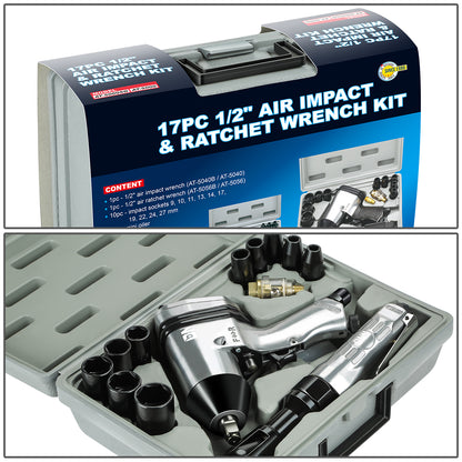 HERRAMIENTAS AIR IMPACT&RATCHET WRENCH KIT - 17 PC - 1/2"
