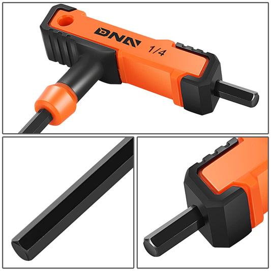 HERRAMIENTAS COLOR T-TYPE HEX KEY SET WITH FLAT HEAD - SIZE:5/32"-3/8" - ORANGE - 8PCS PLASTIC BOX