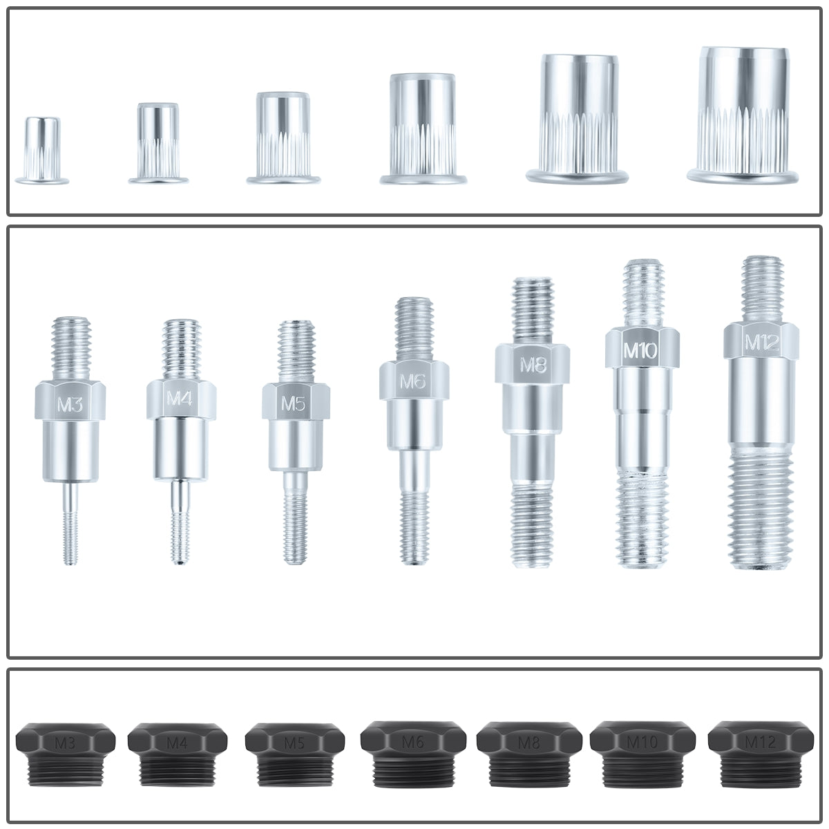 HERRAMIENTAS HAND RIVET SET - THREE-IN-ONE - 13"