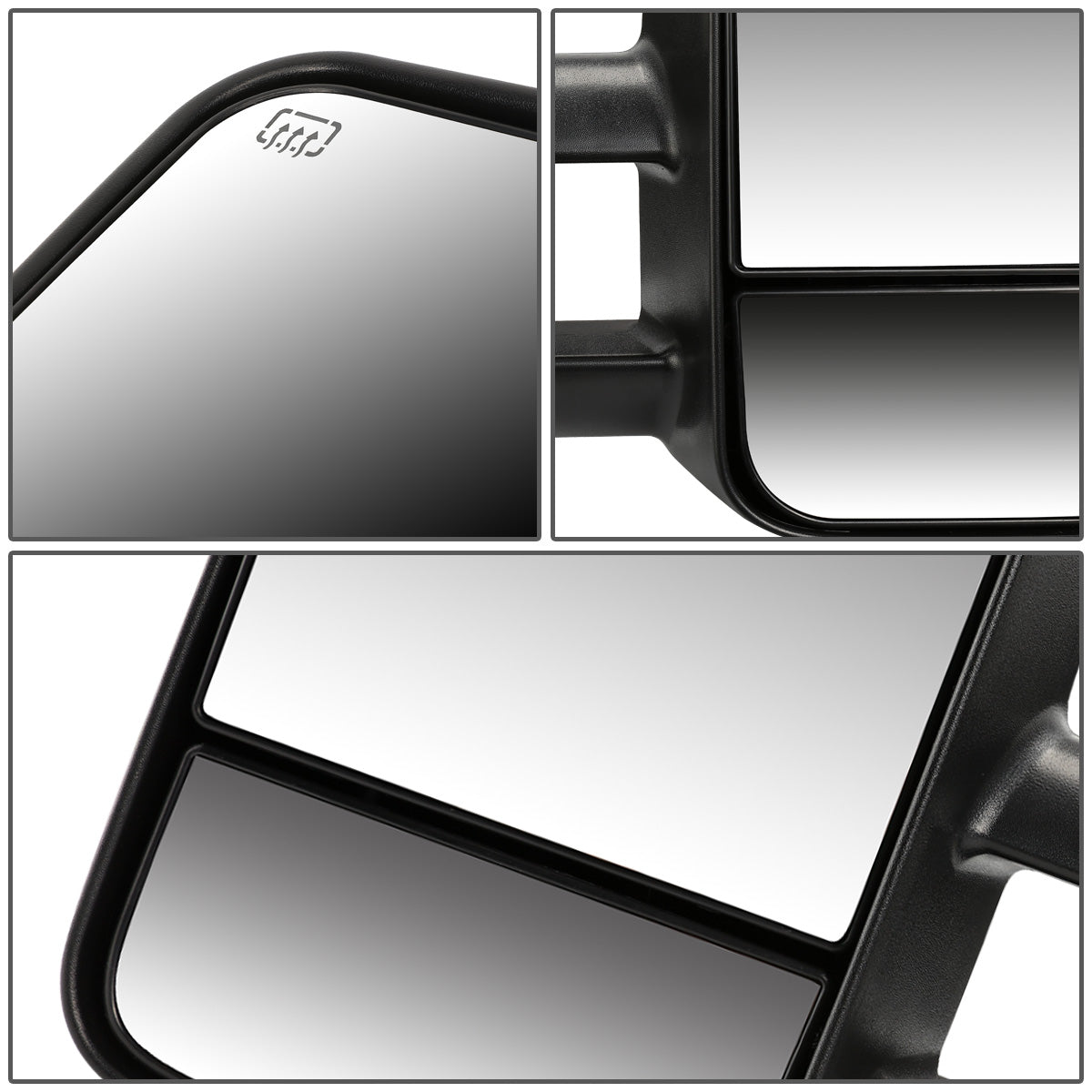 RETROVISORES EXTENDIBLES TOWING MIRROR - 03-06 CHEVY SILVERADO / GMC SIERRA - PAIR - POWERED W/ HEATED W/O SIGNAL - BLACK