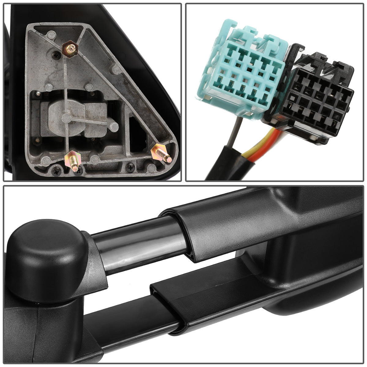 RETROVISORES EXTENDIBLES TOWING MIRROR - 03-06 CHEVY SILVERADO / GMC SIERRA - POWERED W/ HEATED, W/O SIGNAL - BLACK - LEFT