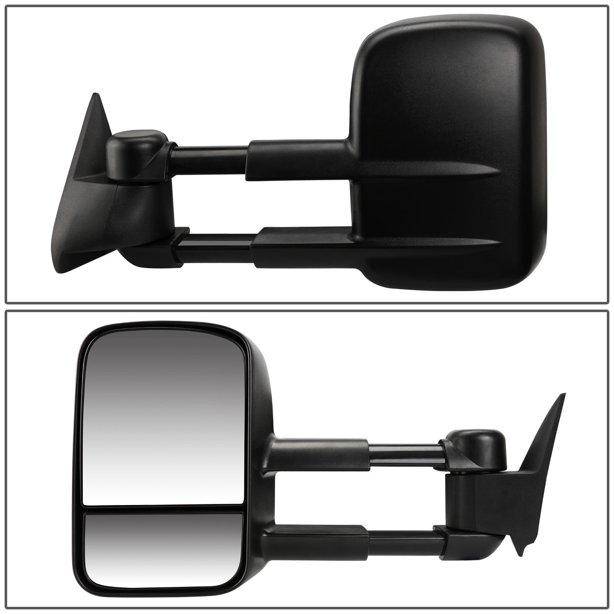 RETROVISORES EXTENDIBLES TOWING MIRROR - 99-06 CHEVY SILVERADO / GMC SIERRA - PAIR - MANUAL W/O HEATED W/O SIGNAL - BLACK