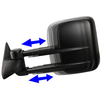 RETROVISORES EXTENDIBLES TOWING MIRROR - 99-06 CHEVY SILVERADO / GMC SIERRA - PAIR - MANUAL W/O HEATED W/O SIGNAL - BLACK
