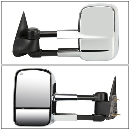RETROVISORES EXTENDIBLES TOWING MIRROR - 99-06 CHEVY SILVERADO / GMC SIERRA - PAIR - MANUAL W/O HEATED W/O SIGNAL - CHROME