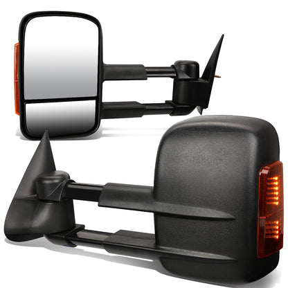 RETROVISORES EXTENDIBLES TOWING MIRROR - 99-06 CHEVY SILVERADO / GMC SIERRA - PAIR - MANUAL W/O HEATED - BLACK - AMBER SIGNAL