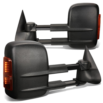 RETROVISORES EXTENDIBLES TOWING MIRROR - 99-06 CHEVY SILVERADO / GMC SIERRA - PAIR - MANUAL W/O HEATED - BLACK - AMBER SIGNAL