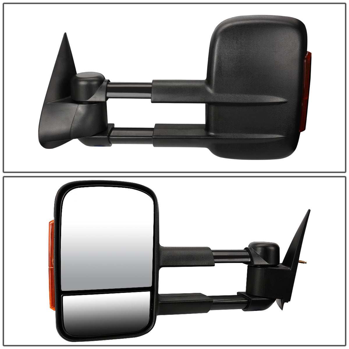 RETROVISORES EXTENDIBLES TOWING MIRROR - 99-06 CHEVY SILVERADO / GMC SIERRA - PAIR - MANUAL W/O HEATED - BLACK - AMBER SIGNAL