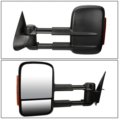RETROVISORES EXTENDIBLES TOWING MIRROR - 99-06 CHEVY SILVERADO / GMC SIERRA - PAIR - MANUAL W/O HEATED - BLACK - AMBER SIGNAL