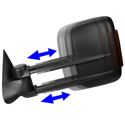 RETROVISORES EXTENDIBLES TOWING MIRROR - 99-06 CHEVY SILVERADO / GMC SIERRA - PAIR - MANUAL W/O HEATED - BLACK - AMBER SIGNAL